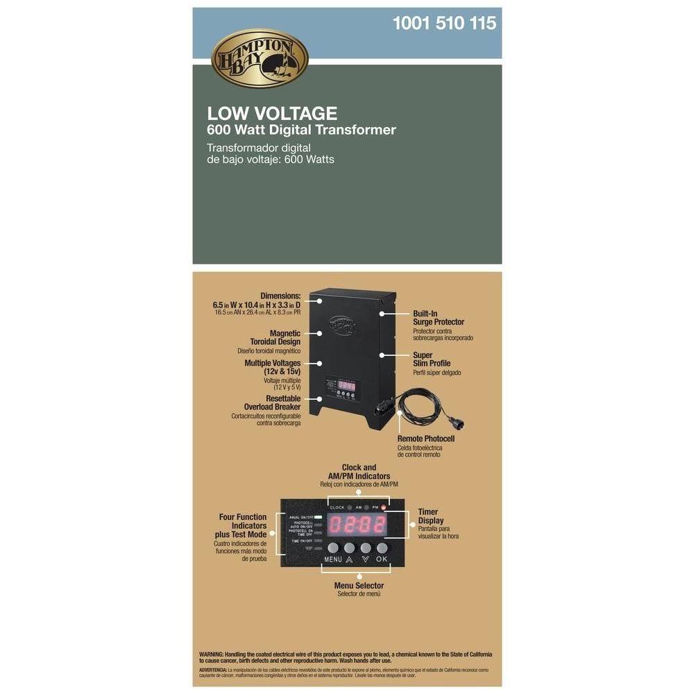 Hampton Bay Low-Voltage 600-Watt Landscape Transformer