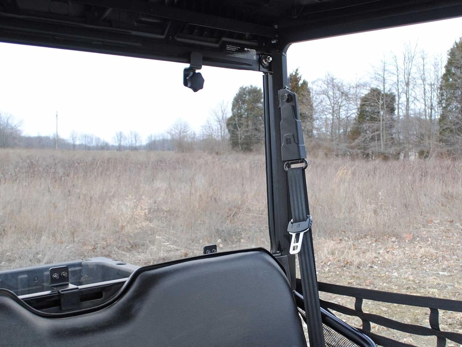 SuperATV Rear Windshield for 2017+ Polaris Ranger Midsize 500/570 / Crew/ETX/EV | 1/4 Thick Clear Polycarbonate 250x Stronger Than Glass and 25x
