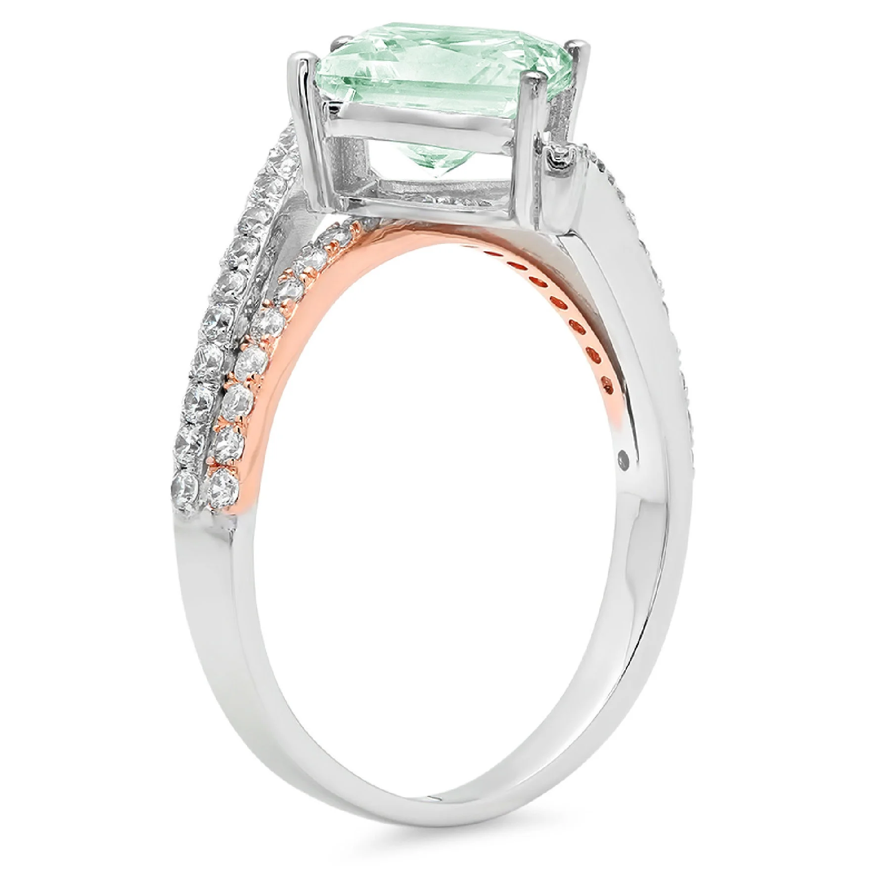 2.49ct princess cut blue moissanite 14k white rose gold anniversary engagement ring size 7.5