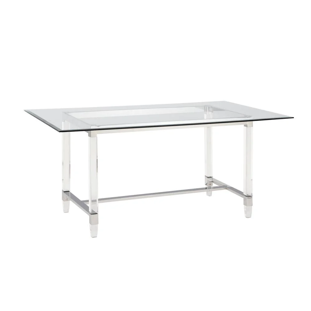 5pc. 68" x 40" Glass Dinette Set with 4 Chairs and Silver Stainless Steel