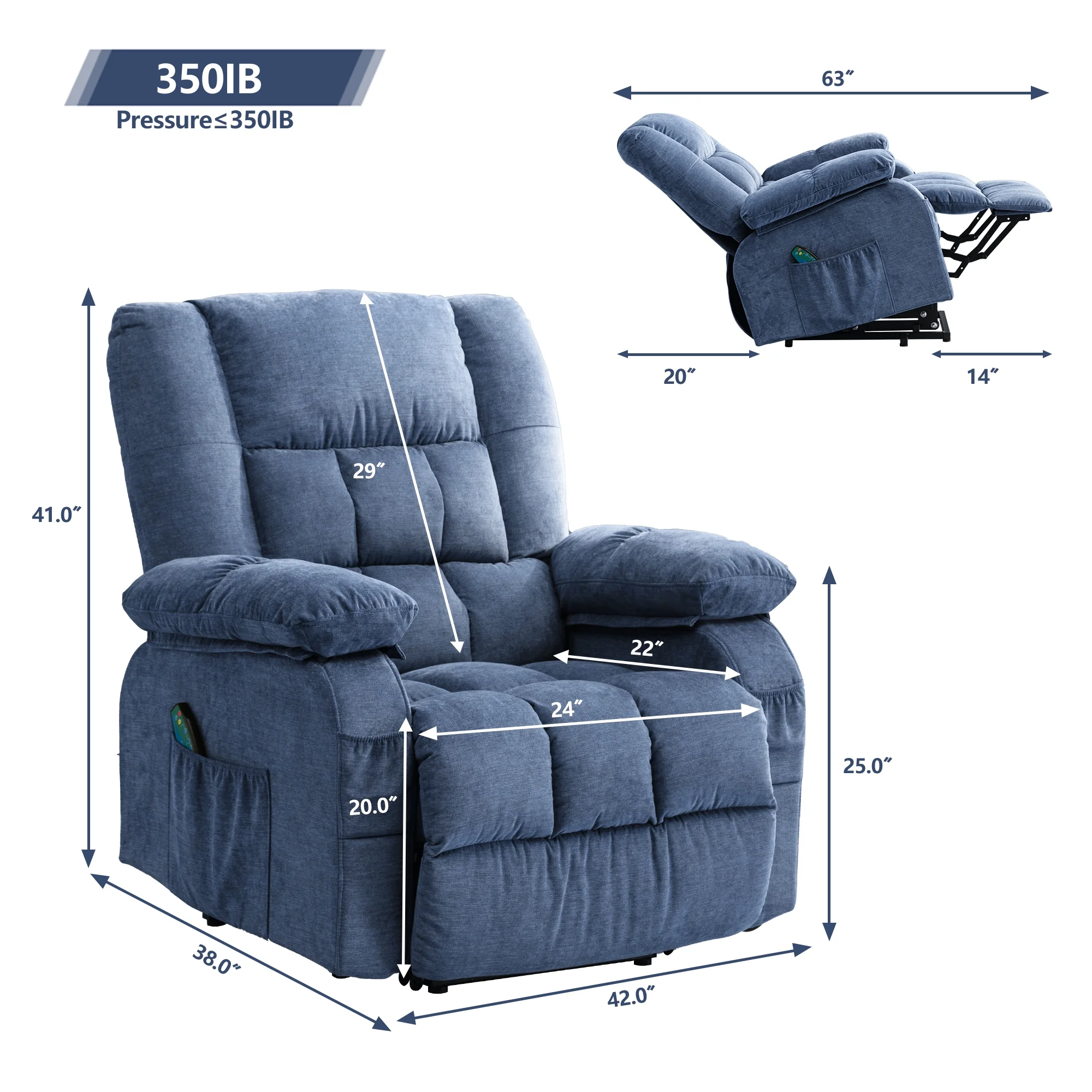 JONPONY Power Lift Recliner Chair Recliners for Elderly with Heat and Massage Recliner Chair for Living Room with Infinite Position and Side Pocket