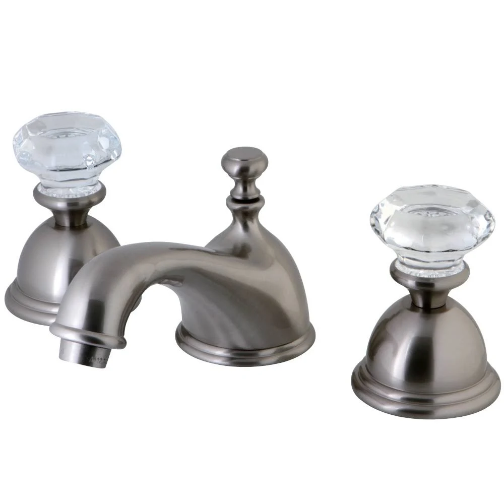 Kingston Brass KS3968WCL Celebrity Widespread Lavatory Faucet with Crystal Handle , Satin Nickel
