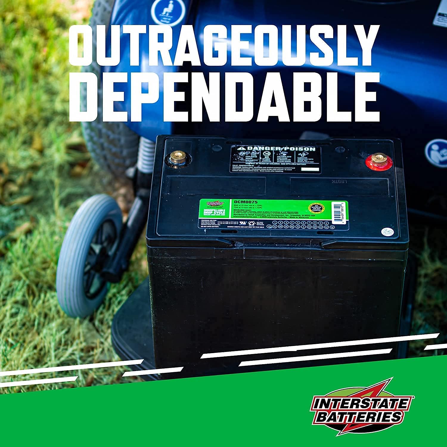 Interstate Batteries 12V 55Ah Deep Cycle Battery (DCM0055) Sealed Lead Acid Rechargeable SLA AGM (Insert Terminals) Wheelchairs, Scooters, ATVs