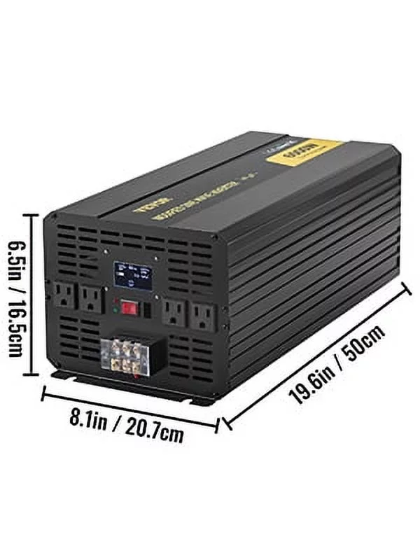 VEVOR Power Inverter 6000W Modified Sine Wave Inverter DC 12V to AC 120V Car Converter with LCD Display Remote Controller LED Indicators AC Outlets