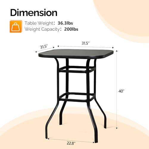 VINGLI Upgraded 3PCS Swivel Outdoor Bar Set Patio Bar Set Outdoor Bistro Set, 2 Swivel Bar Stools and Bar Table for Yard