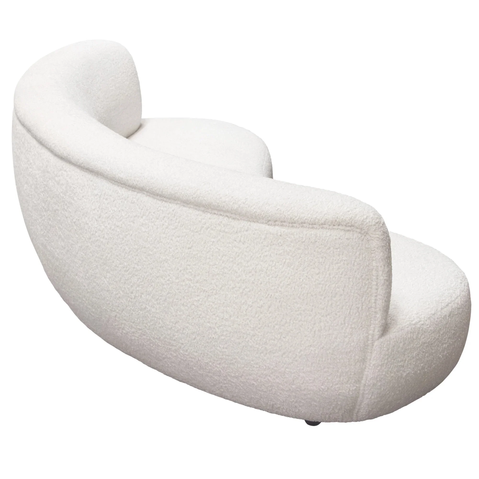Simone Curved Sofa in White Faux Sheepskin Fabric by Diamond Sofa