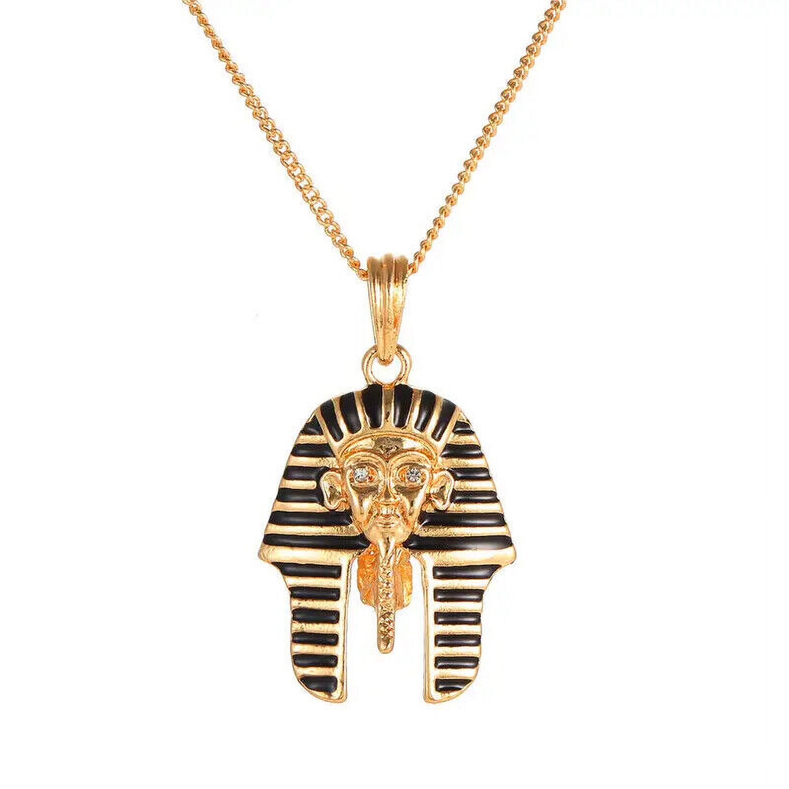 Egyptian King Tut Pharaoh Nefertiti Anubis Pendant Cuban Chain Hip Hop Necklace