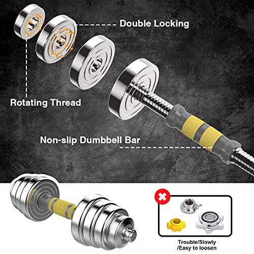 PHOEROS Adjustable Dumbbell Set - 44/66/88 LBS weights set, Dumbbell Barbell 3 in 1