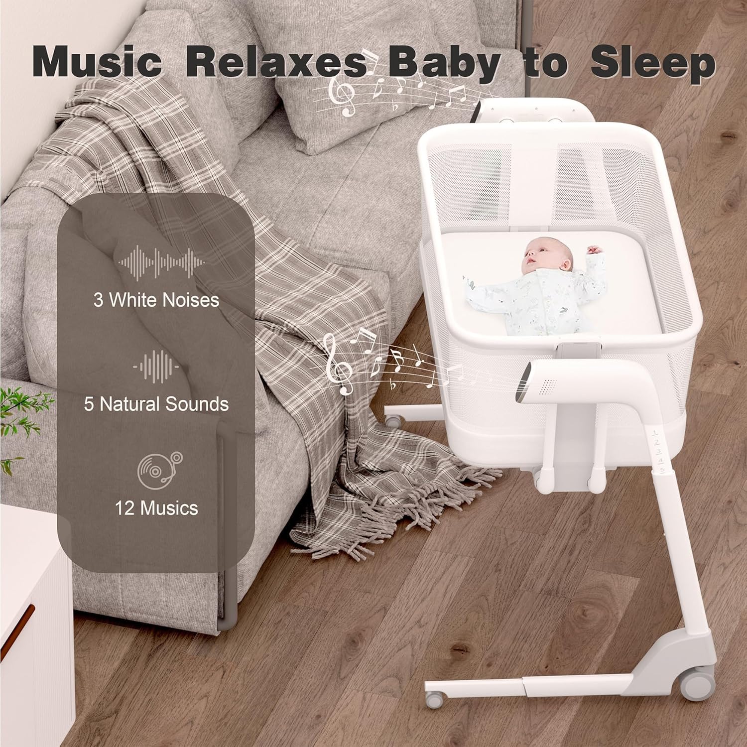 Maydolly Baby Bassinet, Smart Newborn Bassinet with Automatic Cry Detection and Response
