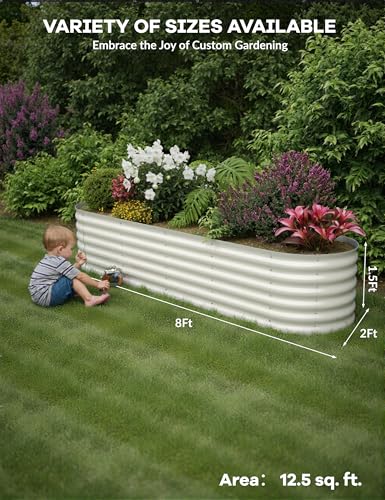 10x4x1.5ft Raised Garden Bed,Galvanized Raised Planter Boxes Outdoor with Easy Assembly, Large Garden Bed for Vegetables, Fruits, Flower