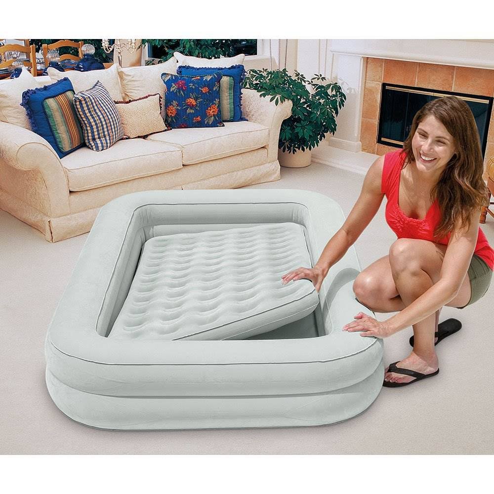 Intex Kidz Raised Frame Camping Travel Air Mattress Bed w/ Hand Pump (3 Pack)