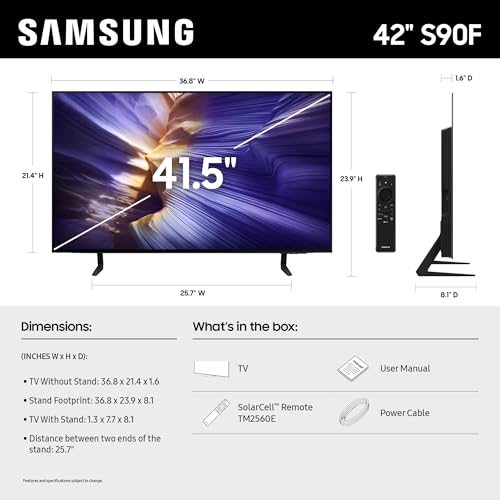Samsung 55-Inch Class OLED S90F 4K Smart TV (2025 Model) NQ4 AI Gen3 Processor, 4K AI Upscaling Pro, OLED HDR +, Motion Xcelerator 144Hz