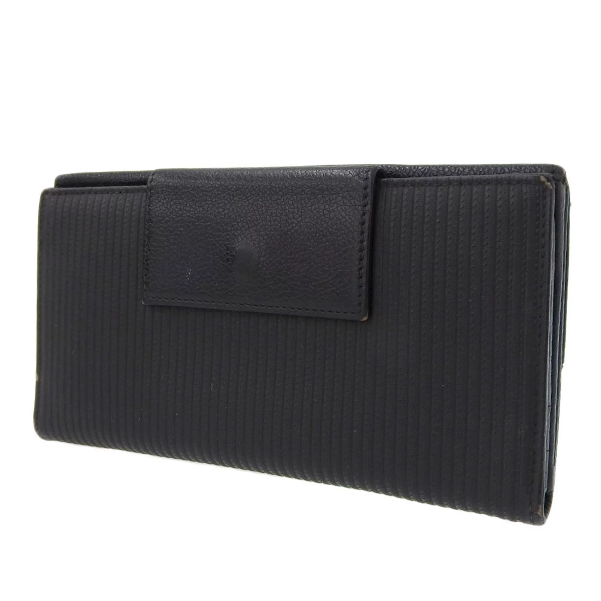 Pre-Owned Bvlgari BVLGARI Logo Millet Ligue Double Hook Long Wallet Leather Black 25556 (Good)