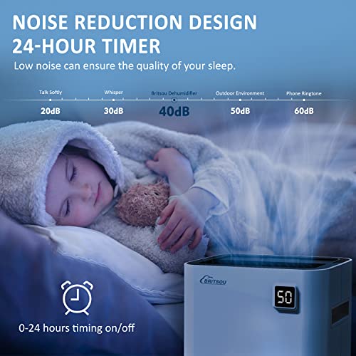 Britsou 34/50/80 Pints Dehumidifier for Basement Continous Dehumidify with a 0.66 Gallon Tank and Continous Drain Hose Auto Shut off and Defrost