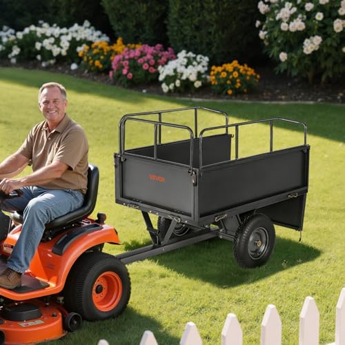VEVOR Heavy Duty ATV Trailer Tow Behind Dump Cart, 17 Cu.Ft. 600lbs Capacity