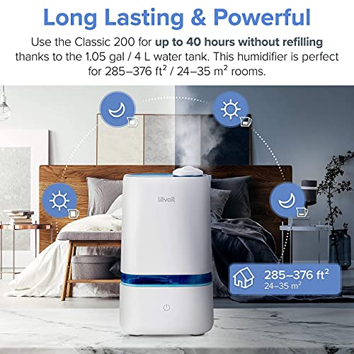 LEVOIT 4L Humidifiers for Bedroom Large Room & Essential Oil Diffuser, Quiet Cool Mist for Home, Baby and Plants, Last up to 40Hours