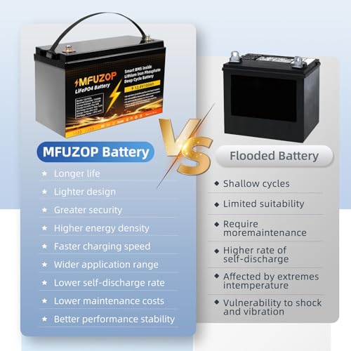 12V 100Ah LiFePO4 Battery, Built-in 100A BMS with Low-Temp Protection, Group 31 Deep Cycle Lithium Battery, Up to 20000 Cycles for RV, Marine