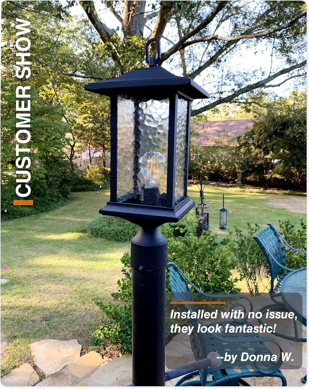 Beionxii Outdoor Post Lights | 2 Pack Exterior Pillar Lantern Pole Lamp with 3" inch Pier Mount Base
