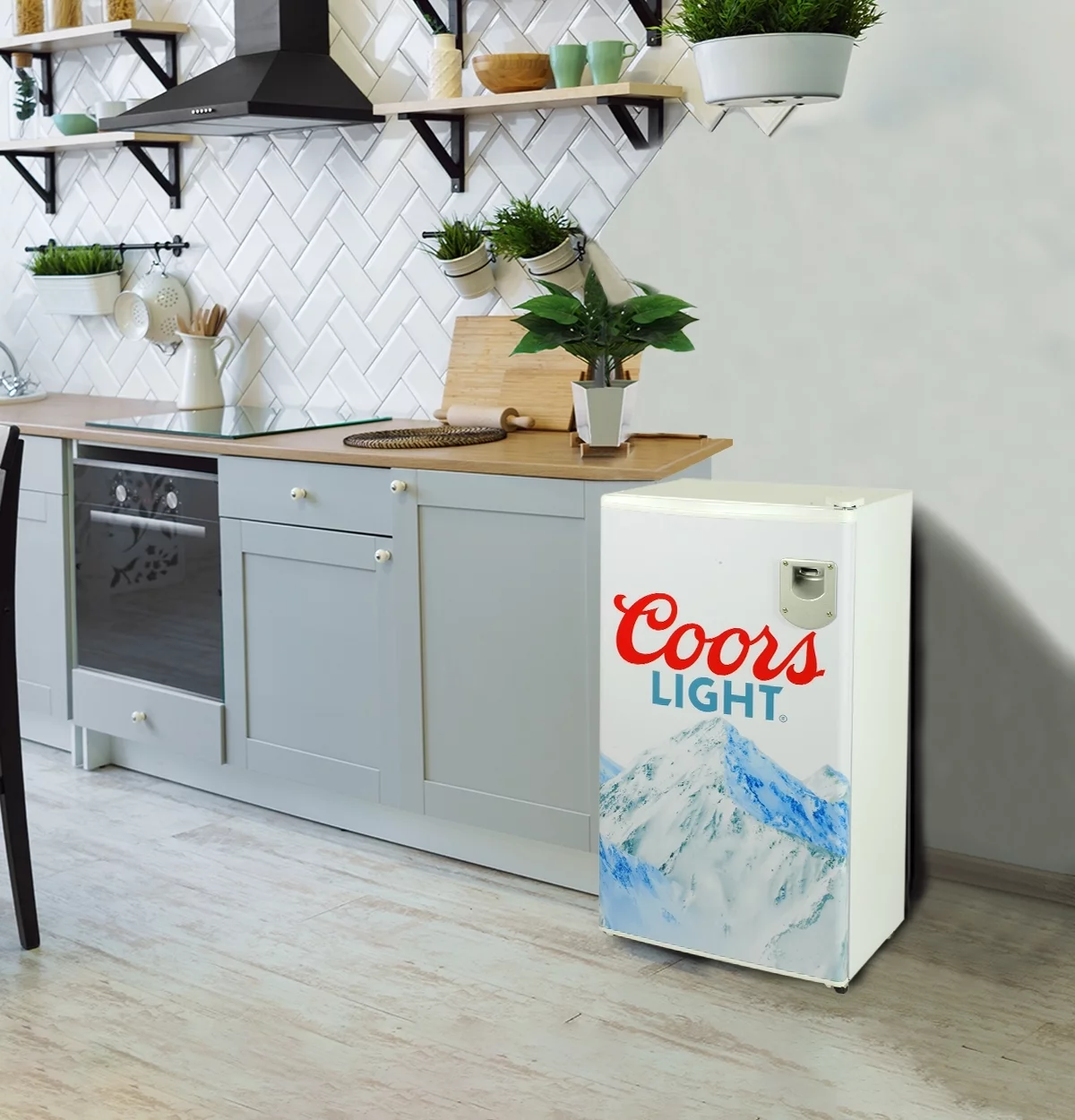 Coors Light Compact Fridge with Bottle Opener, 90 L/ 95 Quart 3.2 Cubic Foot for Snacks, Beverages, Juice, Beer, Den, Dorm, Office, Games Room, or RV
