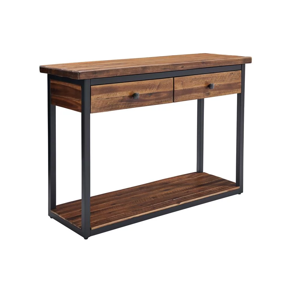 Alaterre Claremont 43"L Rustic Wood Console Table with Two Drawers and Low Shelf