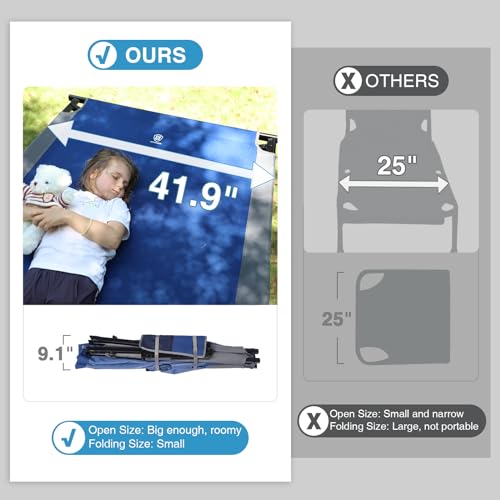 EVER ADVANCED Extra Wide Camping Cot for Adults Oversized XXL Sleeping Cots Folding Cot Bed with Carry Bag, 84.3" L x 41.9" W, Support to 550 lbs