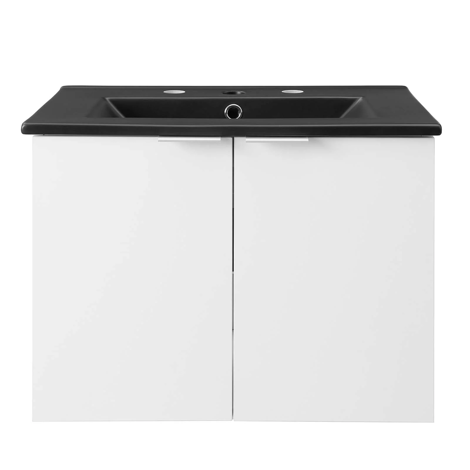 Sink Vanity Cabinet, Wall Mounted, Melamine, White Black, Modern Contemporary Urban Design, Hotel Bedroom Bathroom Master Suite Guest