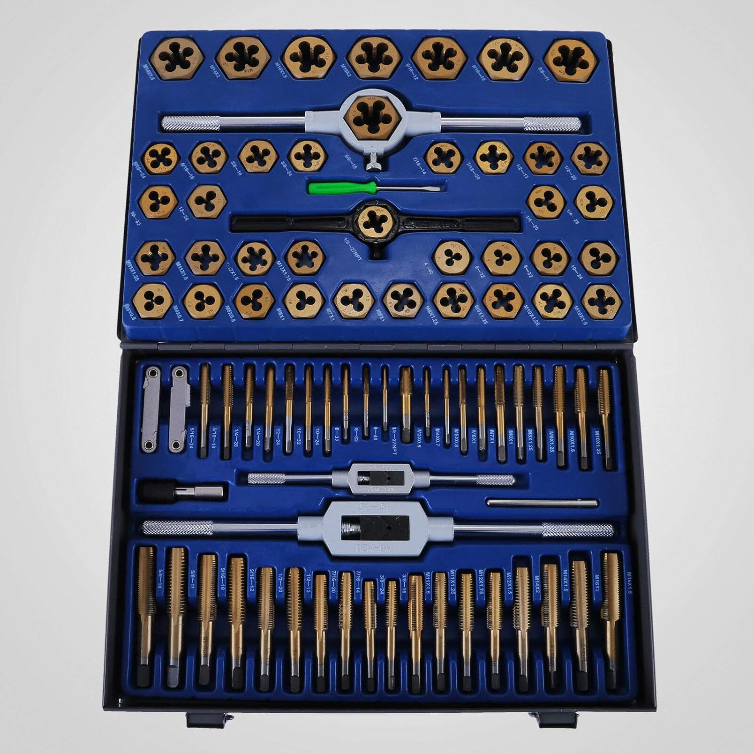 86-Piece Tap and Die Set Combination Tap Die Set Metric Tungstem Steel Titanium SAE Standard for Cutting