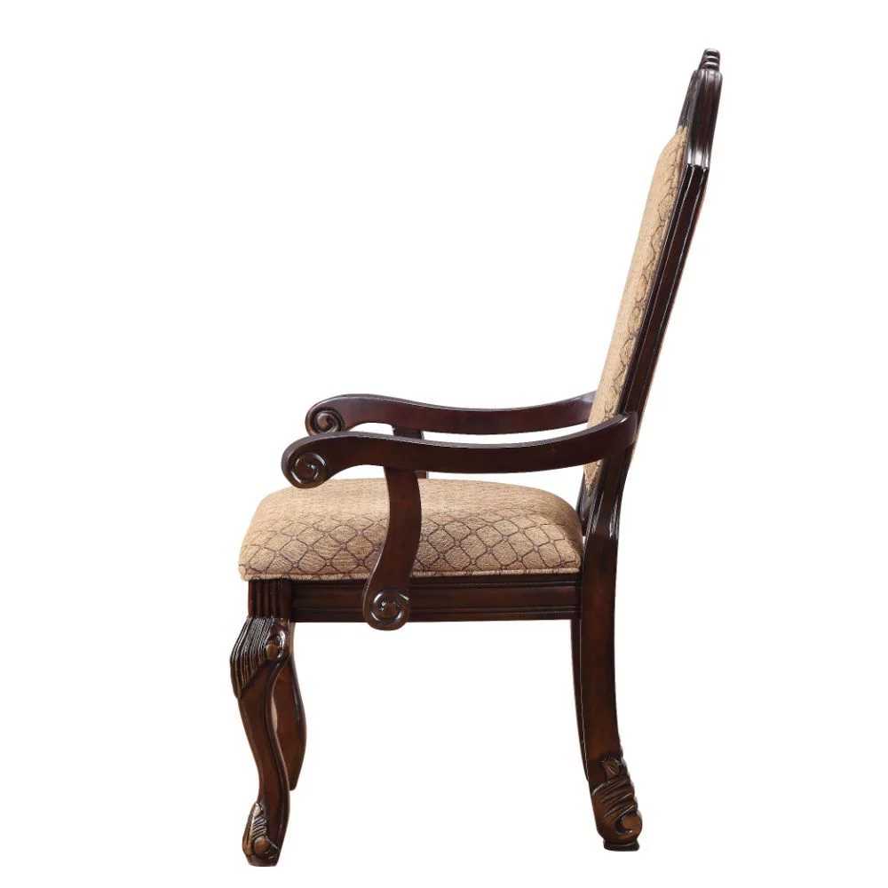 ACME Chateau De Ville Arm Chair in Light Brown and Espresso, Set of 2