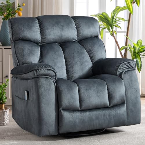INZOY Massage Swivel Rocker Recliner with Heat and Vibration, Manual Rocking Recliner Chair with Vibrating Massage