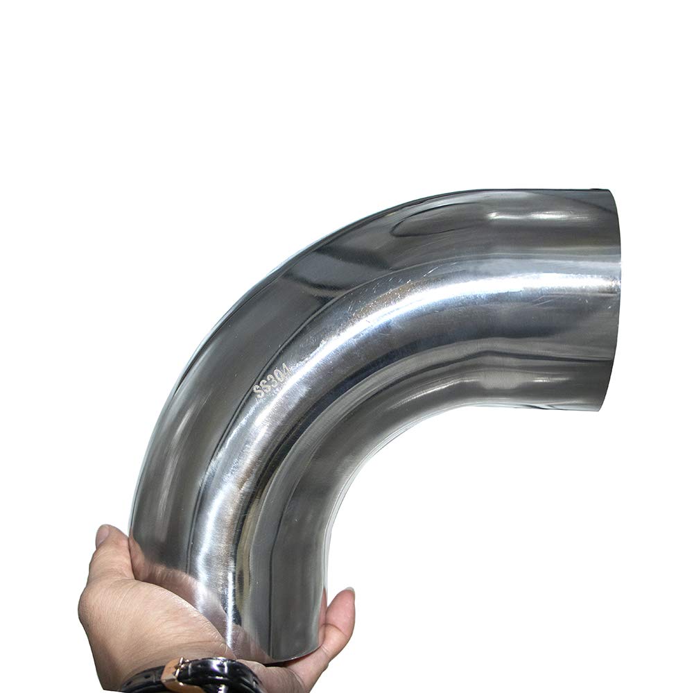 Stainless 4" 90 Degree Mandrel Bend Elbow - 14GA/.078" Wall - 1.5" Leg - SS304 Stainless Steel Exhaust Elbow Piping for Car Exhaust Pipe Modified