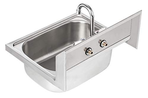 DuraSteel Stainless Steel Sink - Commercial Wall Mount Kitchen Sink - Small Hand Sink Wash Basin - With Sink Strainer and Faucet - For Laundry