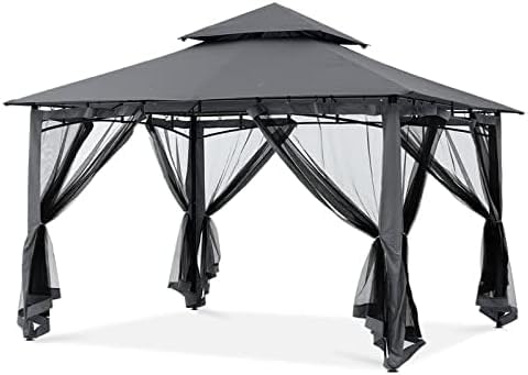 MASTERCANOPY Outdoor Garden Gazebo for Patios with Stable Steel Frame and Netting Walls (11x11,Dark Gray)