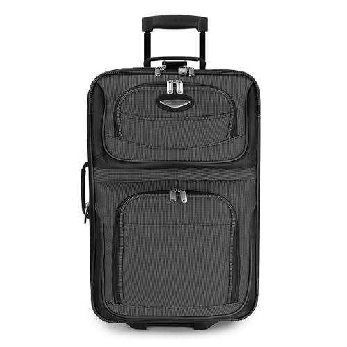 Travel Select Amsterdam 4-Piece Softside Expandable Luggage Set, Lightweight 2-Wheel Upright Suitcases, Travel Tote, Packing Cubes, Gray