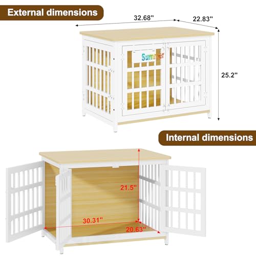 EasyCom 48"/42"/33" Dog Crate Furniture with Name Tag, Heavy Duty Dog Kennel Indoor for Large Dogs