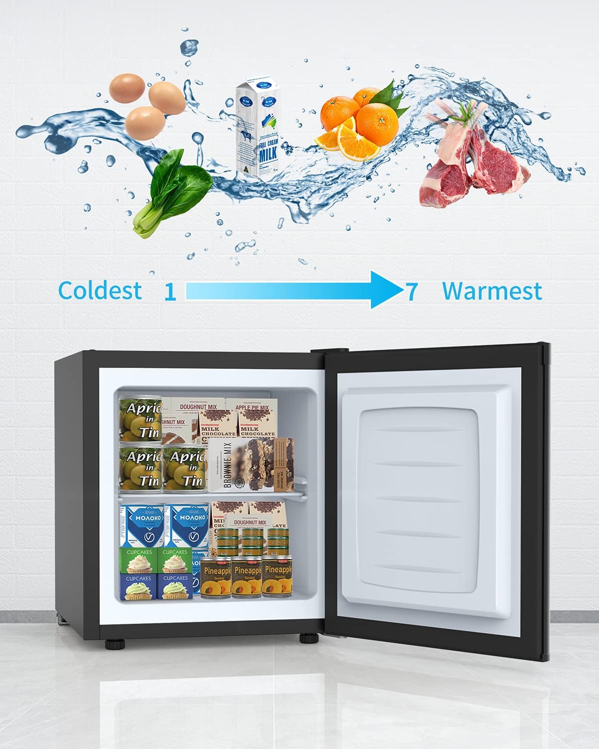 1.1 Cubic Feet Mini Freezer Countertop, Single Door Compact Upright Freezer with Reversible Door, Removable Shelves