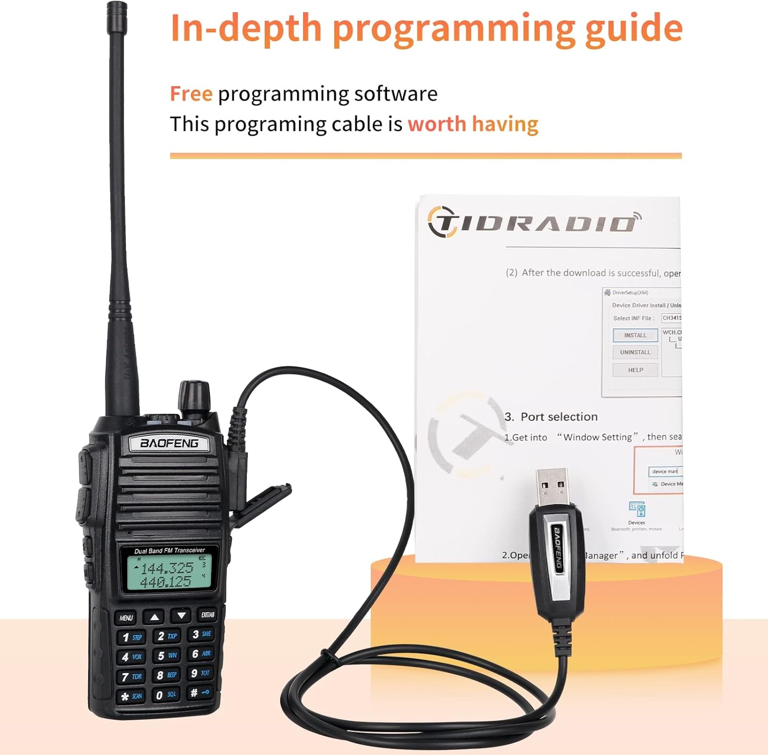 BaoFeng UV-82 High Power BaoFeng Radio Ham Radio Portable 2 Way Radio with Extra 2800mAh Battery Full Kits(1 Pack-Black) Pack of 2