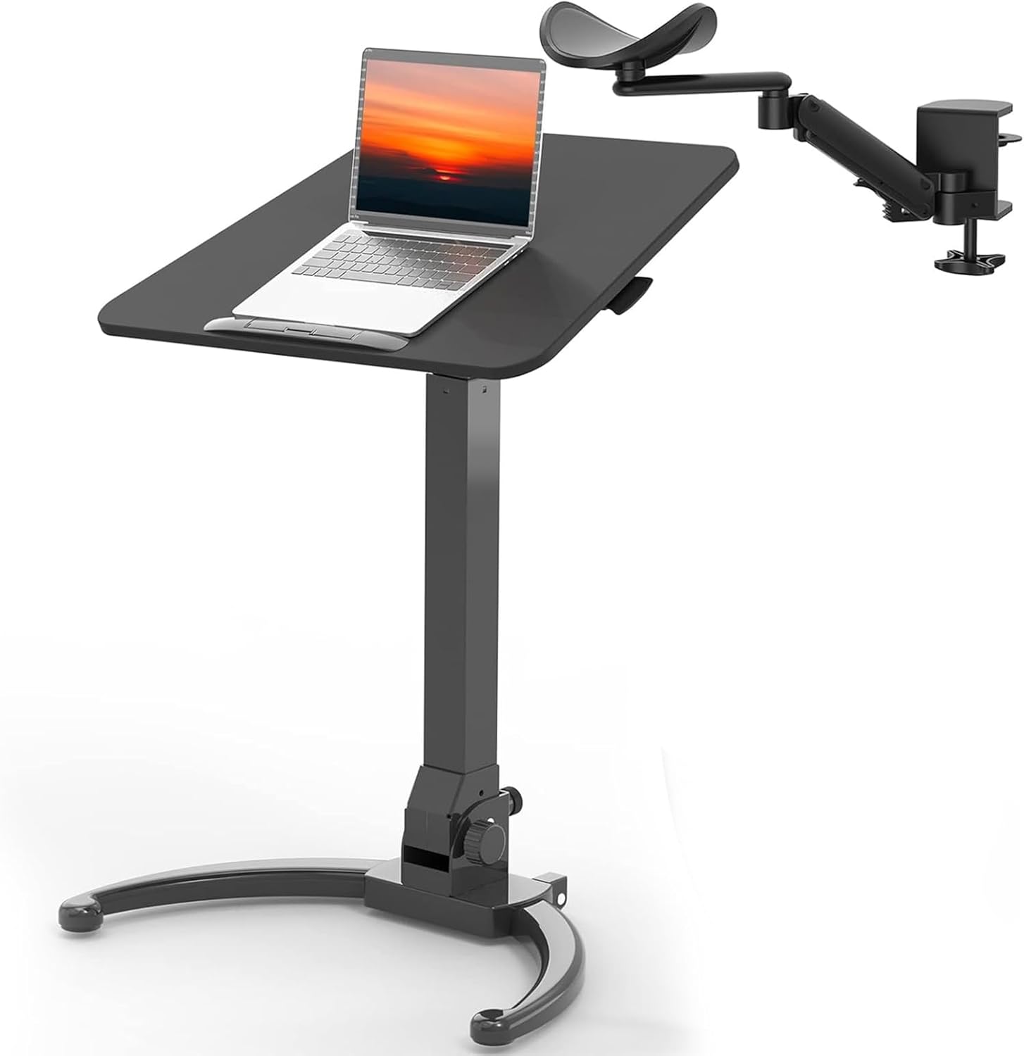 JOY worker Foldable Mobile Standing Desk and Ergonomic 360°Rotating Elbow Cushion Pad
