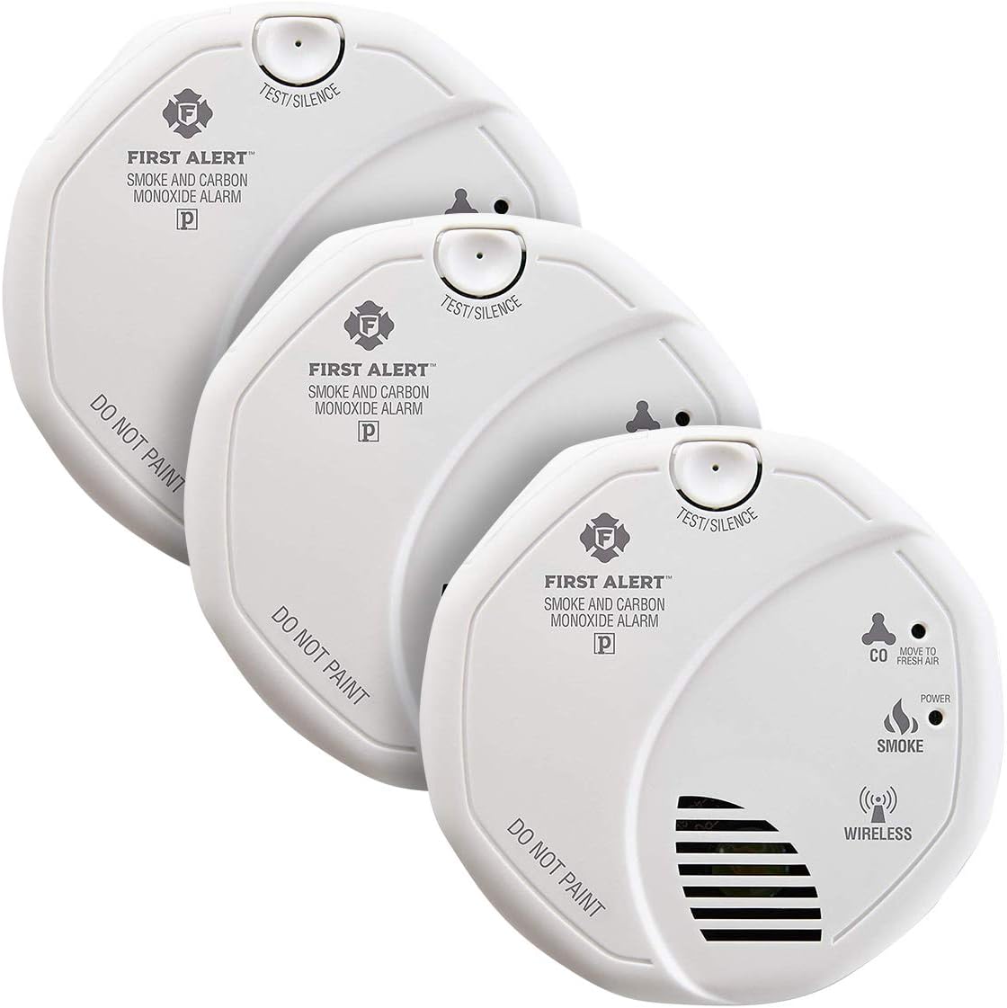 First Alert Wireless Interconnected Photoelectric Smoke and Carbon Monoxide Combo Alarm with Voice and Location, SCO500B-3