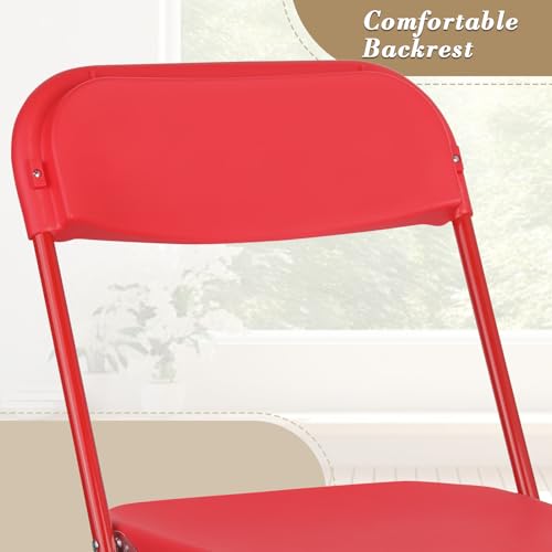 Athena Collection Red Plastic Folding Chairs for Adults, 10 Pack