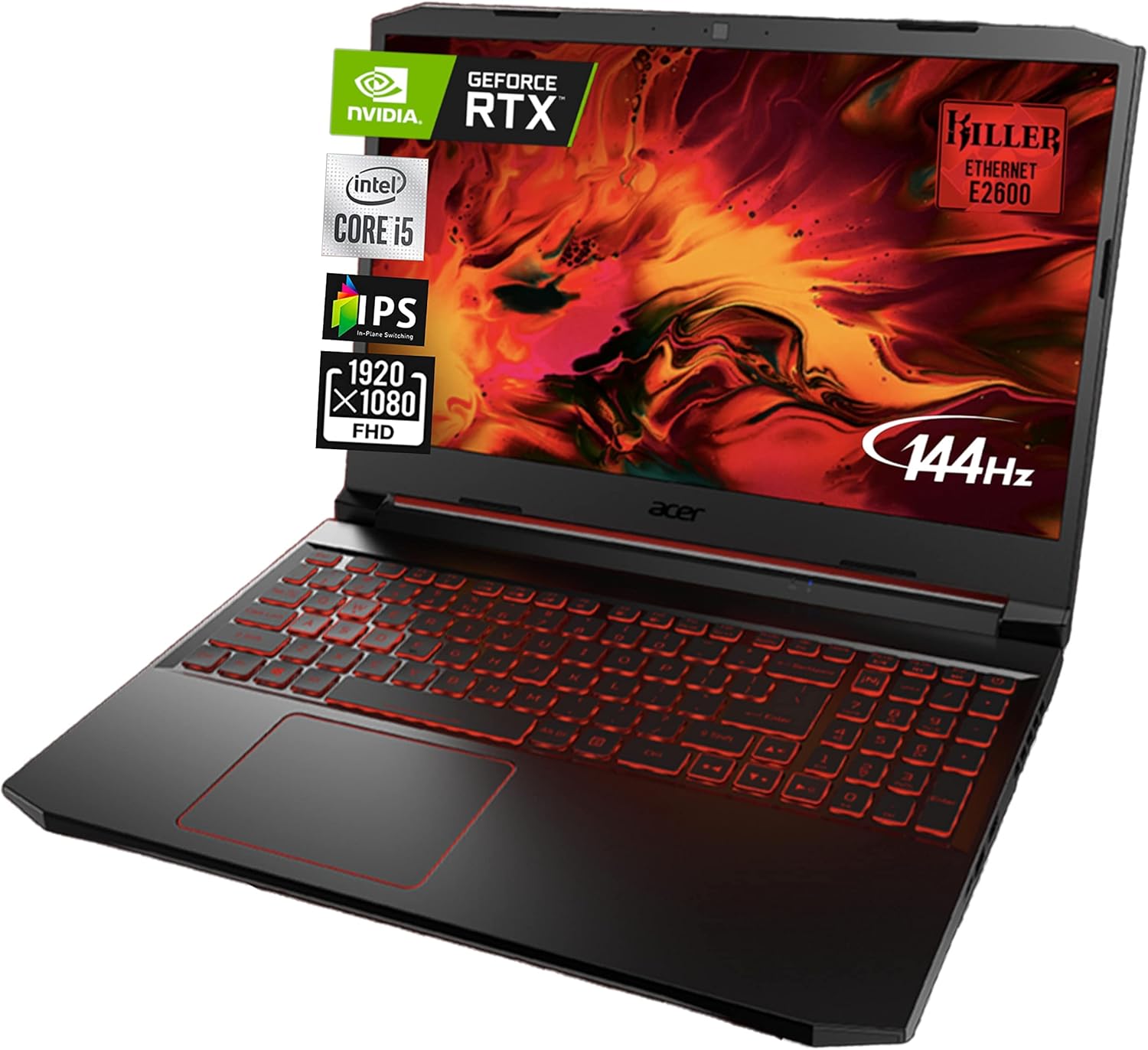 Acer Nitro 5 AN515 Gaming Laptop | 15.6" FHD 144Hz | Intel Core i5-10300H | NVIDIA GeForce RTX 3050 | Killer Ethernet E2600 WiFi 6|32GB RAM