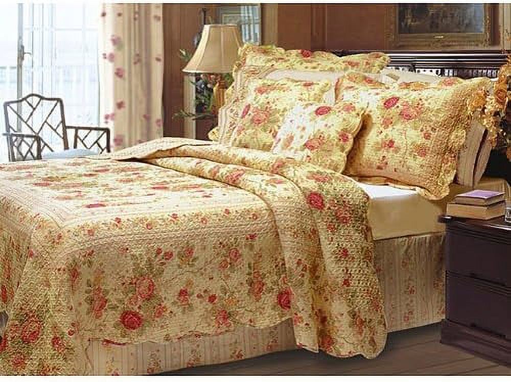 Chic Shabby Romantic Rose Bedding Quilt Set Queen