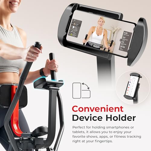 Sunny Health & Fitness Smart Air Walk Elliptical, Foldable Machine w/ 30-INCH Stride, Cardio Cross Trainer Glider for Home Exercise