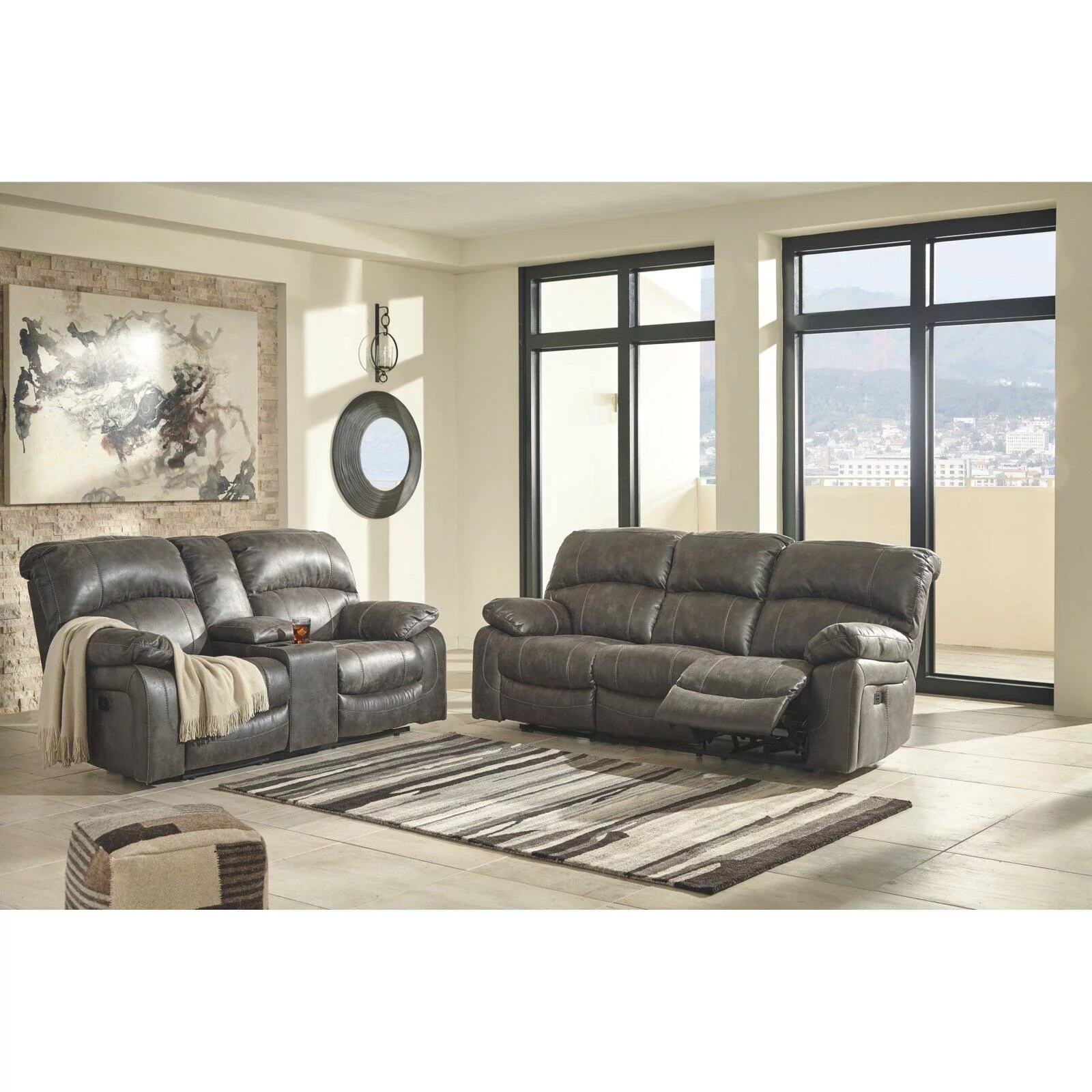 Signature Design by Ashley Dunwell Power Reclining Sofa in Steel