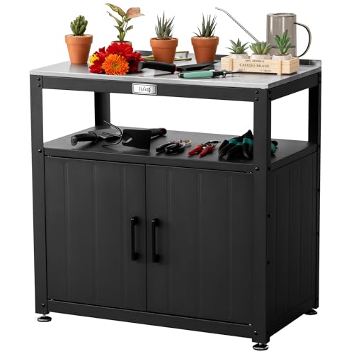 Garden Potting Bench with Storage Cabinet,Outdoor Gardening Table & Work Bench for Plants, Horticulture