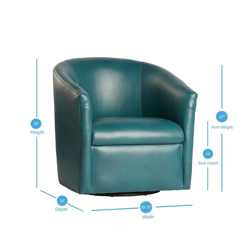 Comfort Pointe Draper Agean Green Faux Leather Swivel Accent Chair