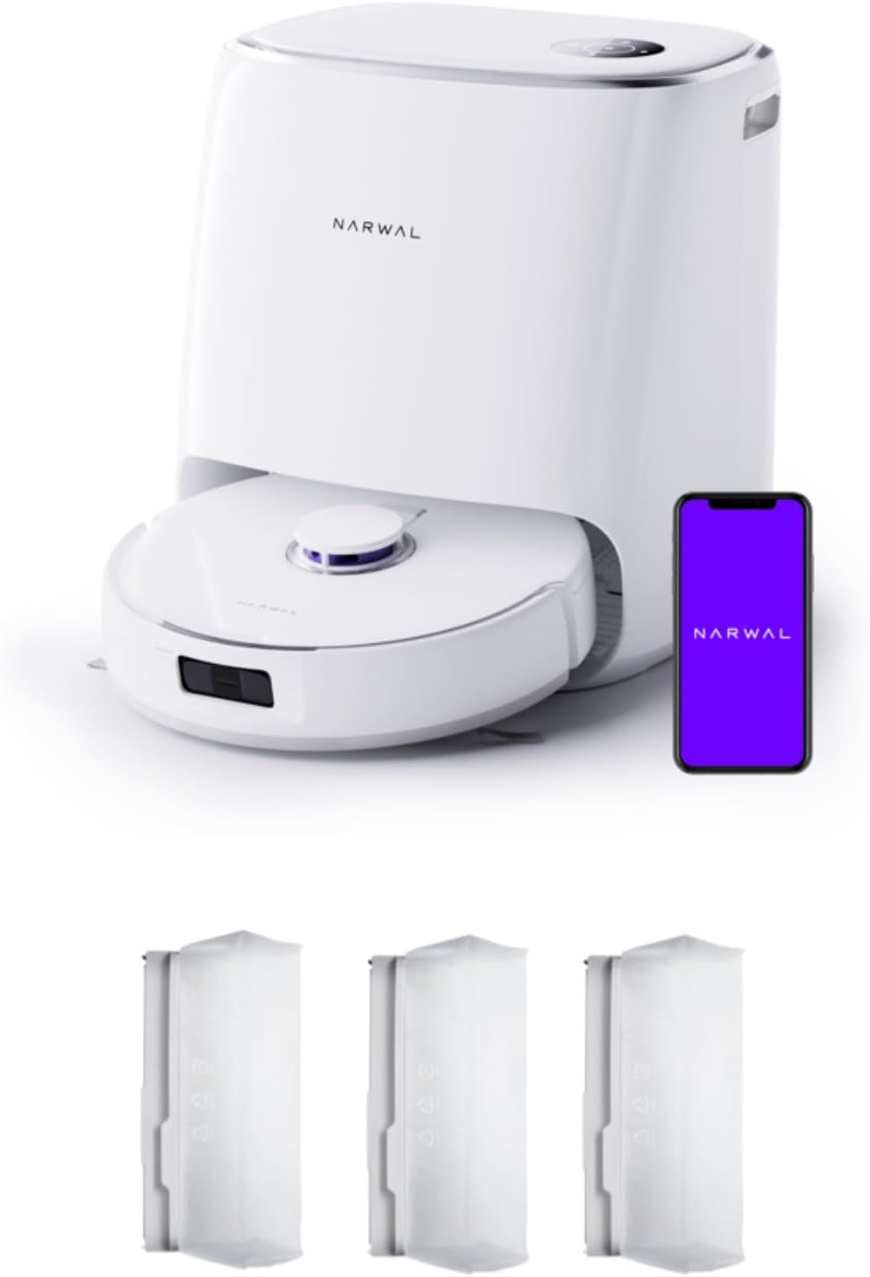 NARWAL Freo X Ultra Robot Vacuum and Mop Combo with 3*Disposable Dust Bags. 8200 Pa, Auto Mop Drying/Washing, Zero-Tangling, DirtSense™