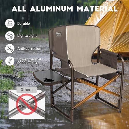 TIMBER RIDGE Folding Rocking Camping Chair, 400lbs Capacity Portable Oversized Outdoor Rocker with Hard Armrests, Cup Holder & Side Pocket