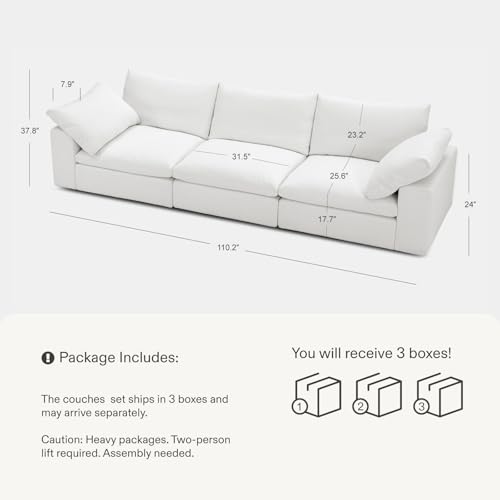 Cloud Couch Oversized Modular Sectional Sofa True Relax Comfy Couches Wide&Deep Seat Sofas for Living Room Metal Frame Furniture Sets