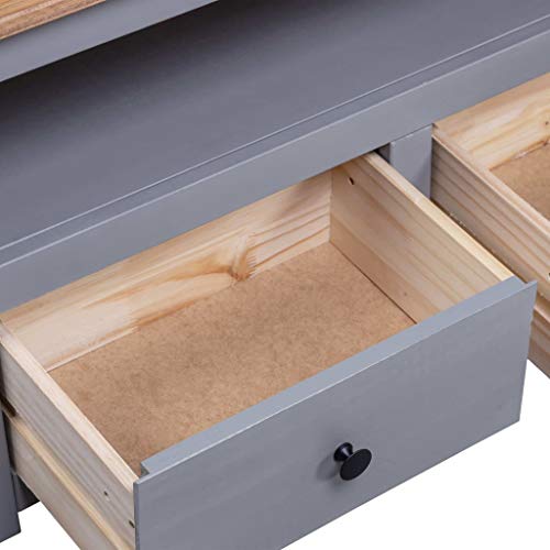 Corner TV Stand Gray 36.6"x19.3"x19.3" Solid Pine Panama Range,Multipurpose Corner TV Stand with Drawers and Open Storage for Living Room