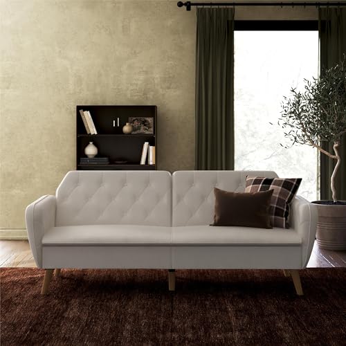 Novogratz Tallulah Memory Foam Futon, Convertible Couch, Camel Faux Leather